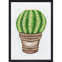 Broderi (billede) med rund kaktus 